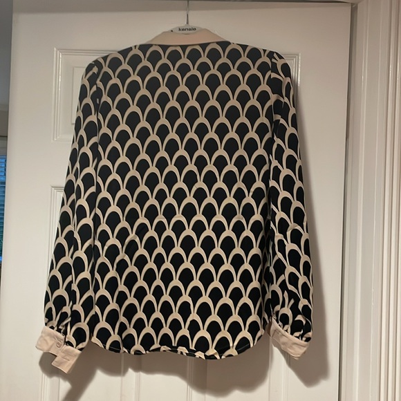 NWT Mooya Paris Size Large Black/Beige Graphic Print Long Sleeve Button-Up Shirt - Picture 3 of 3
